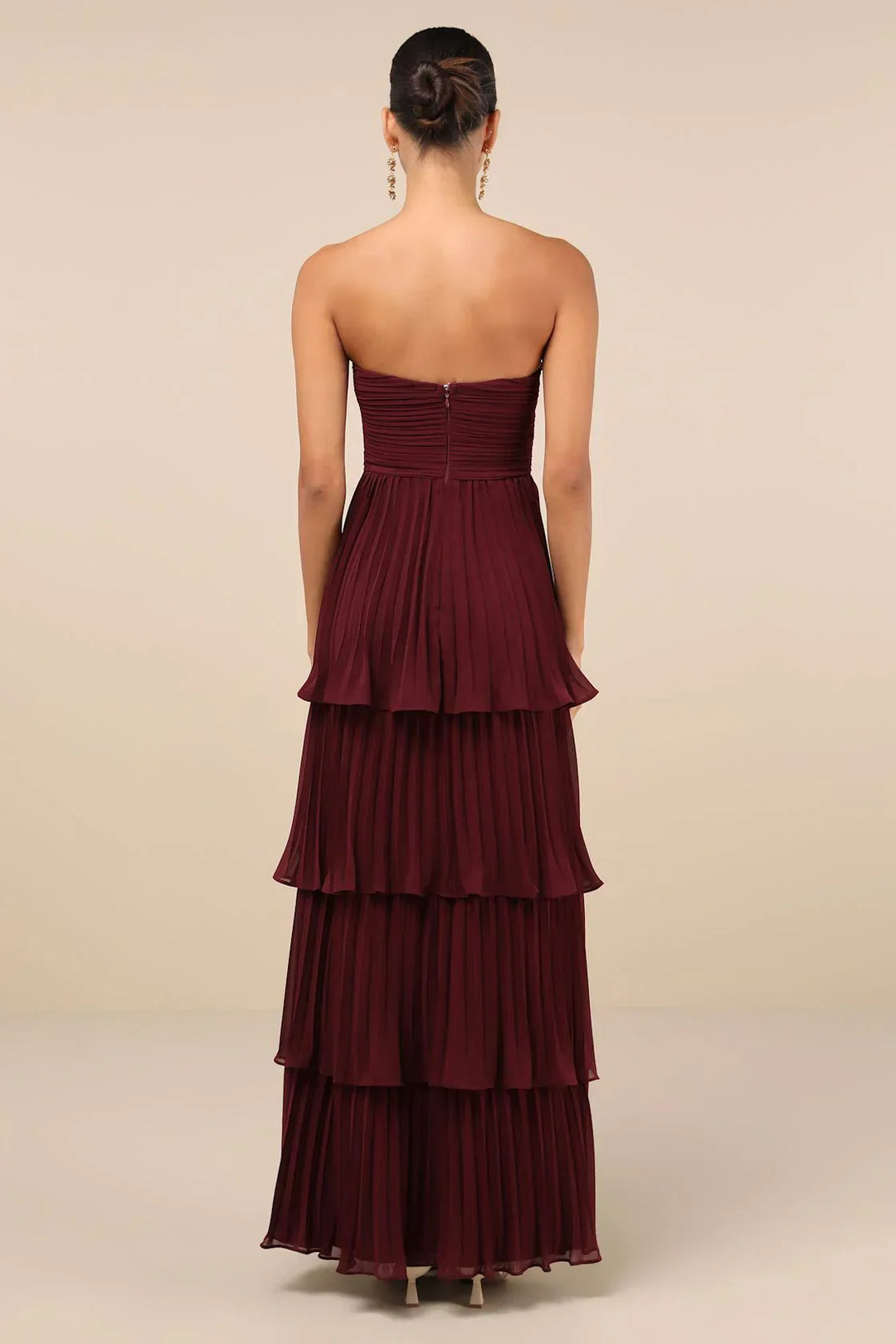 Velmara - Strapeless Layered Ruffle Maxi Dress