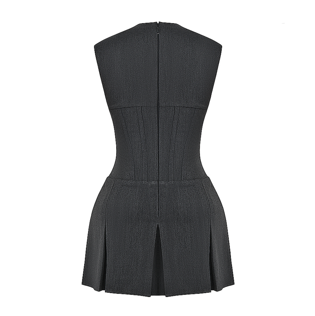 Velina - Solid Corset Pleated Mini Dress