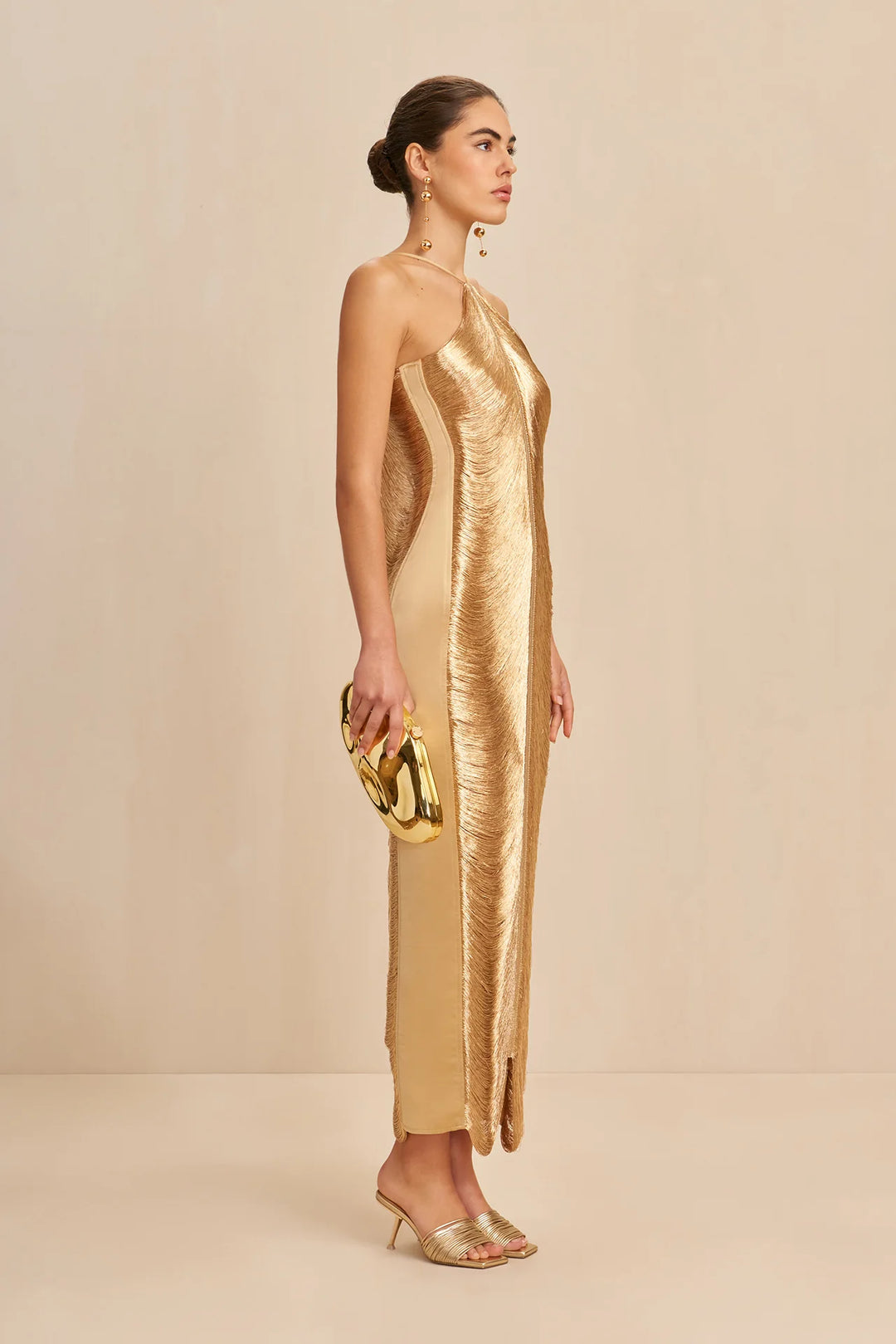 Verity -  Fringe Halter Gown