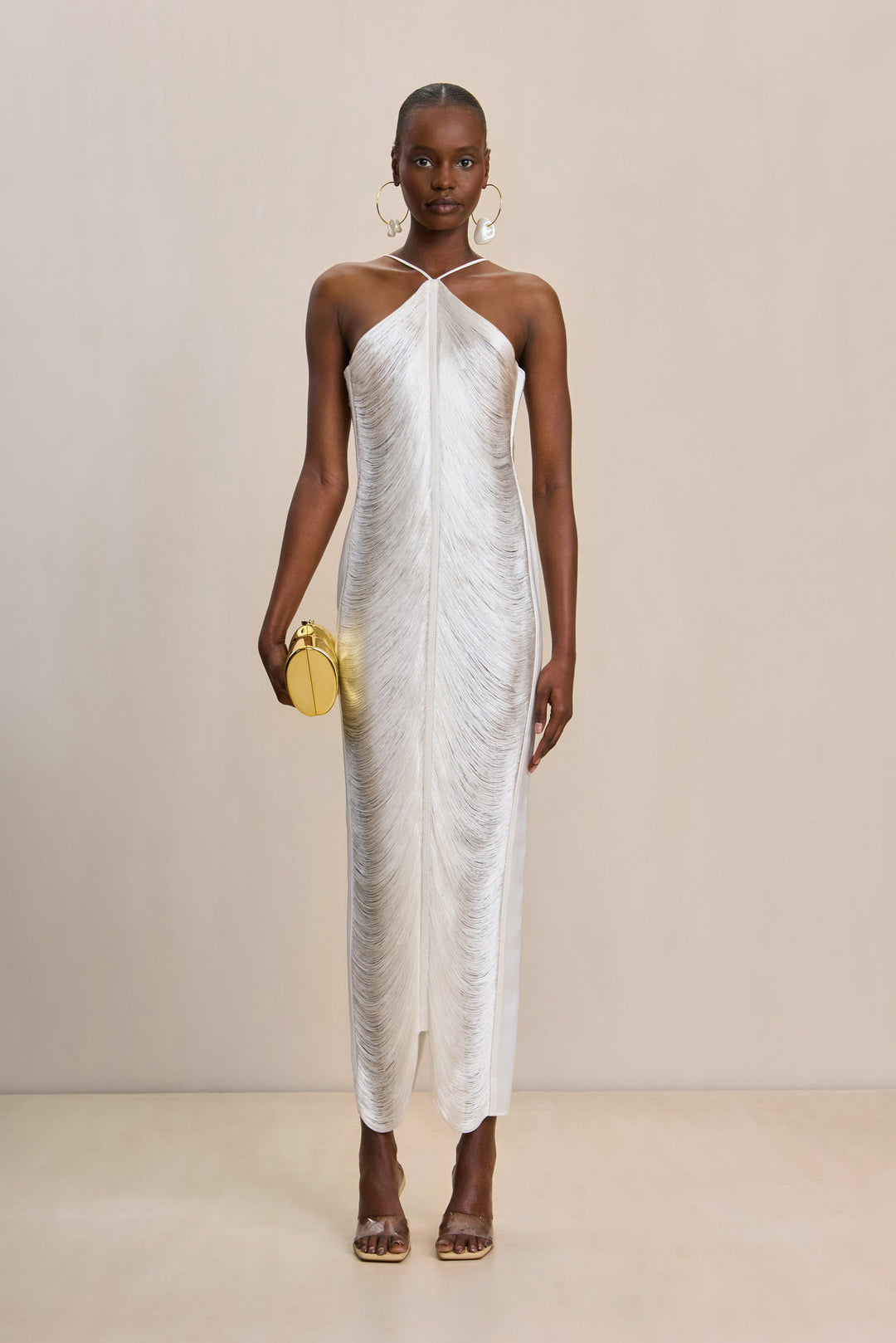 Verity -  Fringe Halter Gown