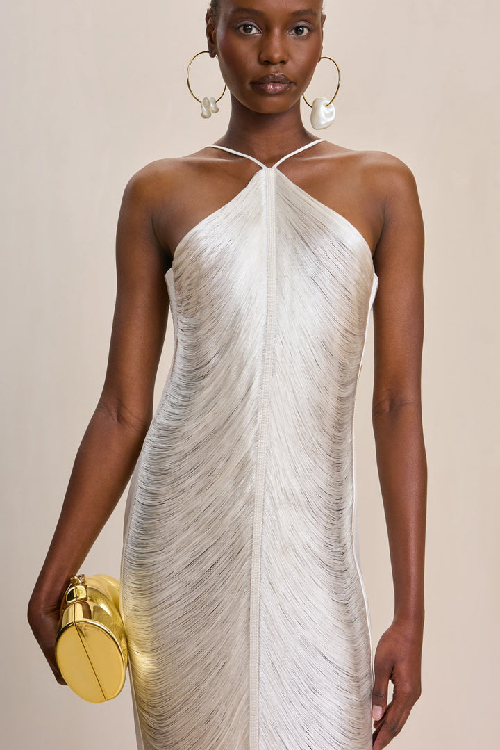 Verity -  Fringe Halter Gown