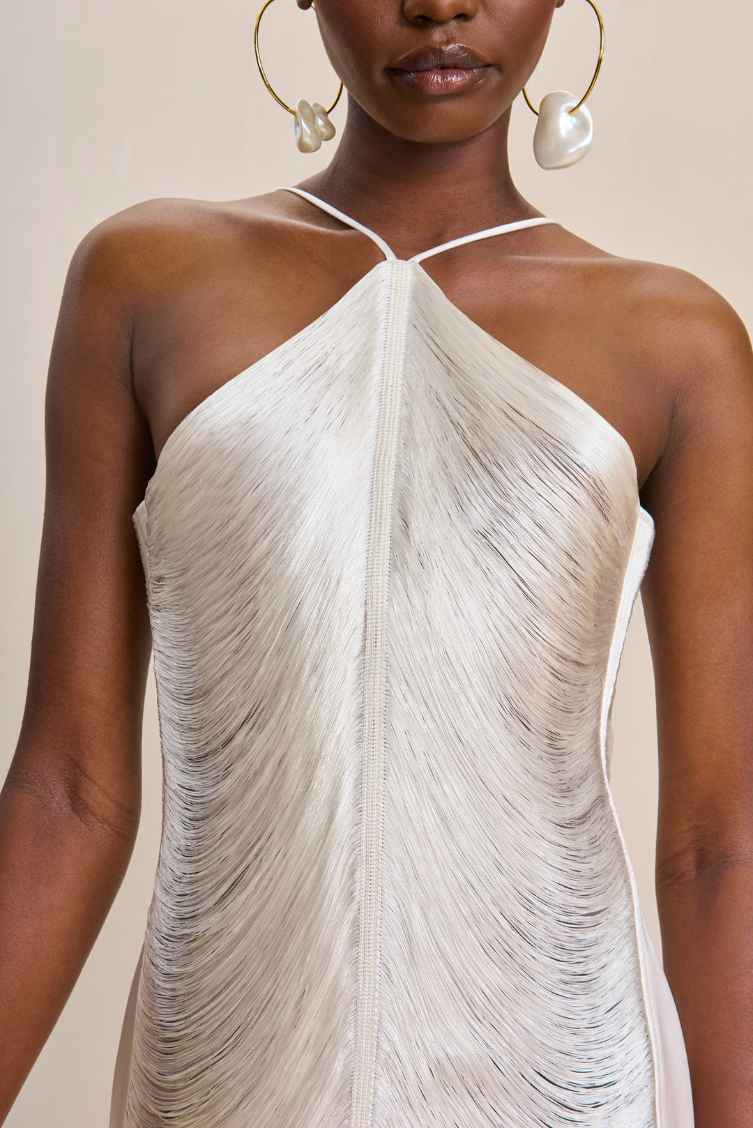 Verity -  Fringe Halter Gown