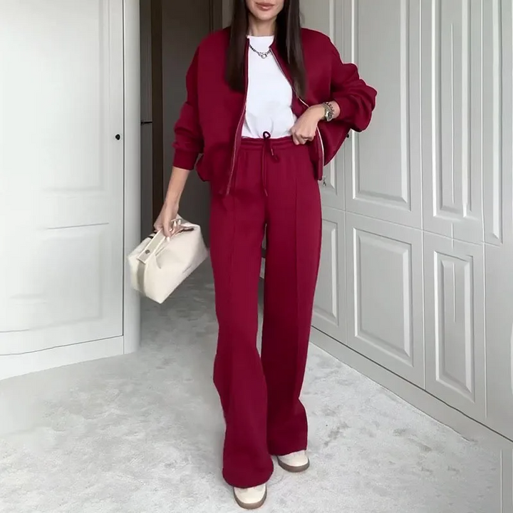 Nola - Cozy Zipper Tracksuit Two-Piece Set