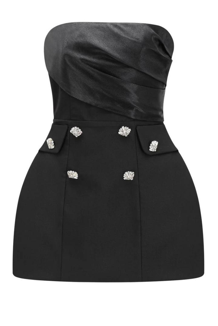 Enara - Backless Corset Button Details Mini Dress