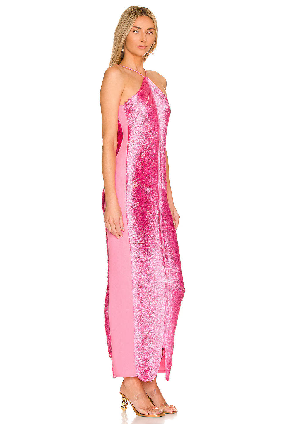 Verity -  Fringe Halter Gown