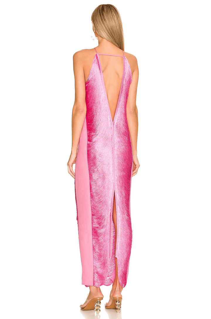 Verity -  Fringe Halter Gown