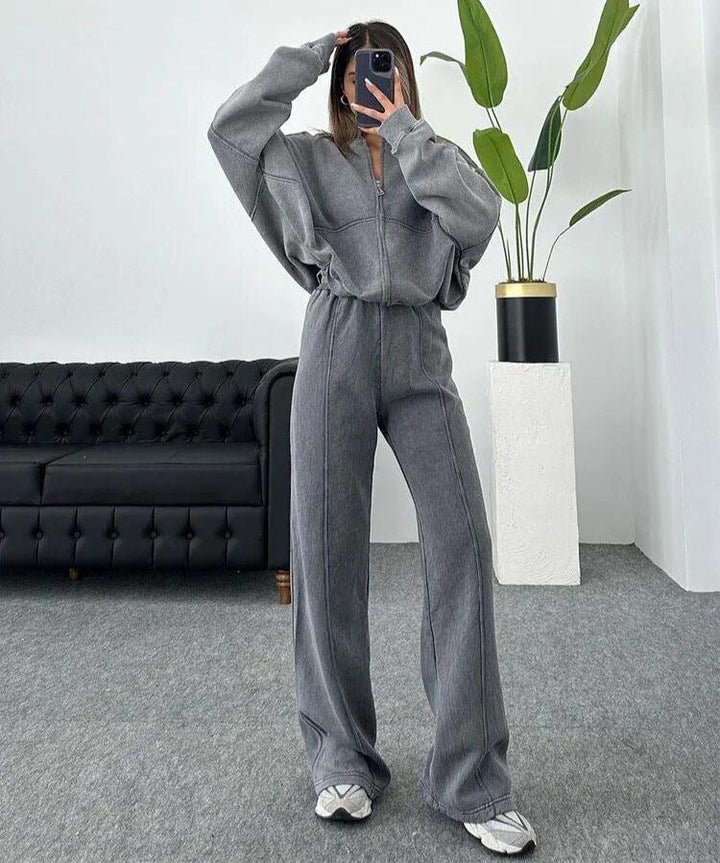 Nola - Cozy Zipper Tracksuit Two-Piece Set