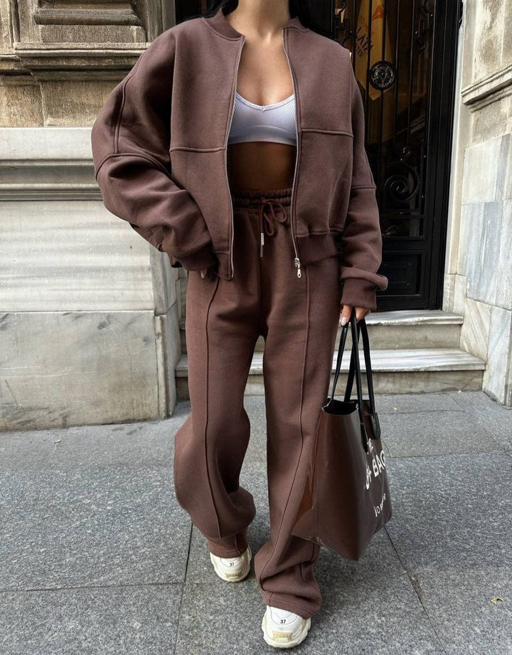 Nola - Cozy Zipper Tracksuit Two-Piece Set