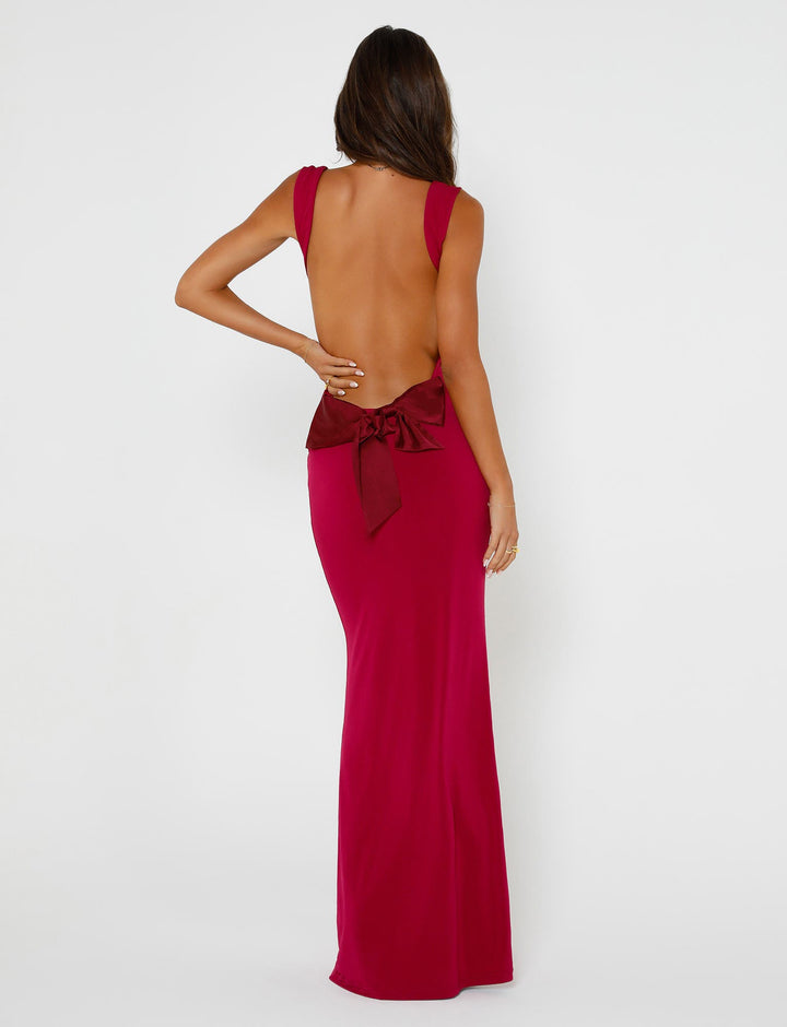 Valentina - Backless Bow Maxi Dress