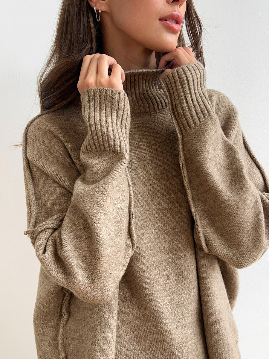 Aryndel - Oversized Turtle-Neck Knitted Two-Piece Set