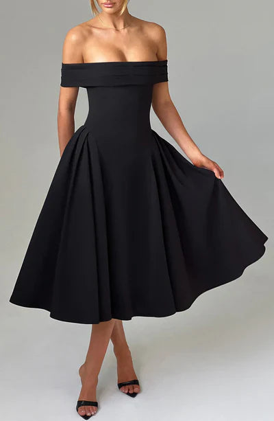 Tahlia - Off-Shoulder Pleated Midi Dress