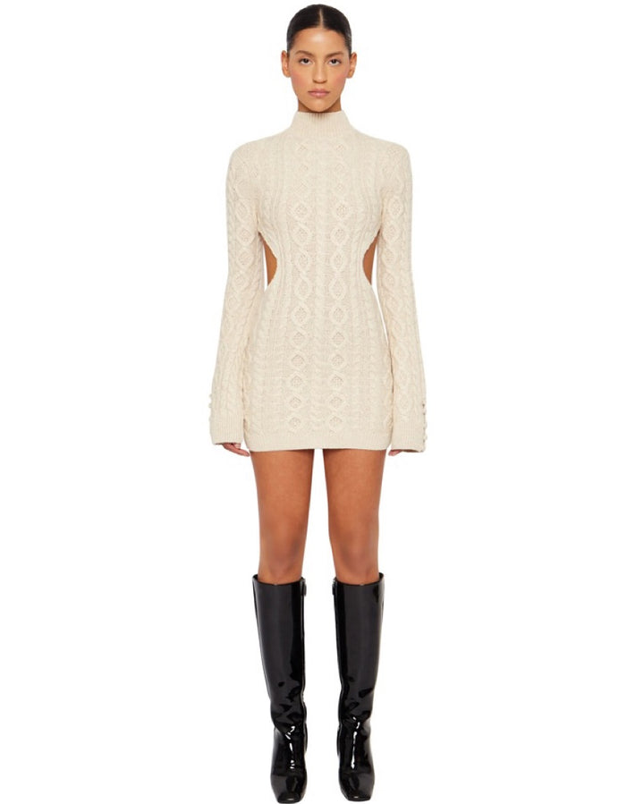 Faelan - Knitted Back Cut-Out Mini Dress