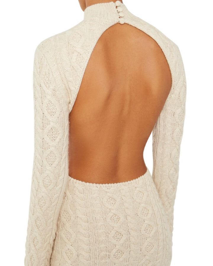 Faelan - Knitted Back Cut-Out Mini Dress