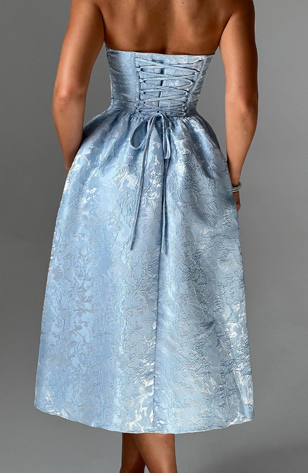 Cressida - Strapless Jacquard Midi Dress