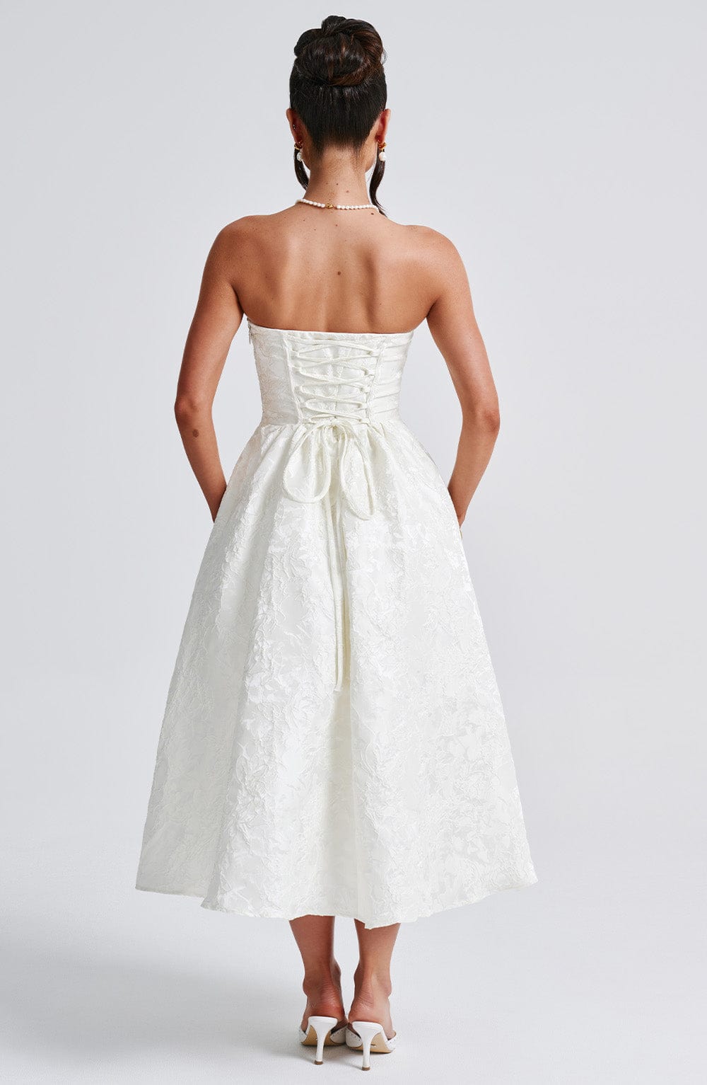 Cressida - Strapless Jacquard Midi Dress