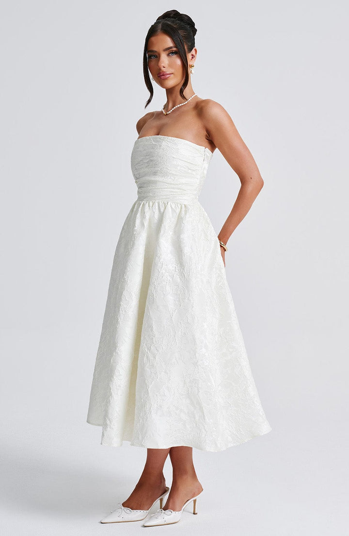 Cressida - Strapless Jacquard Midi Dress