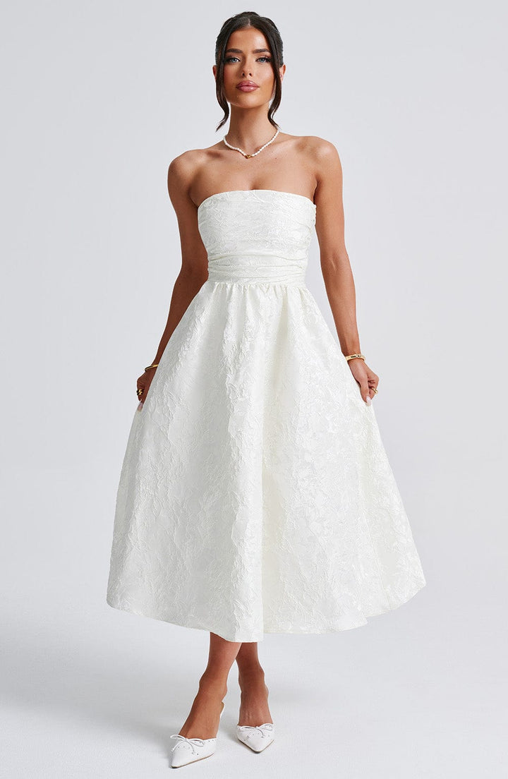 Cressida - Strapless Jacquard Midi Dress
